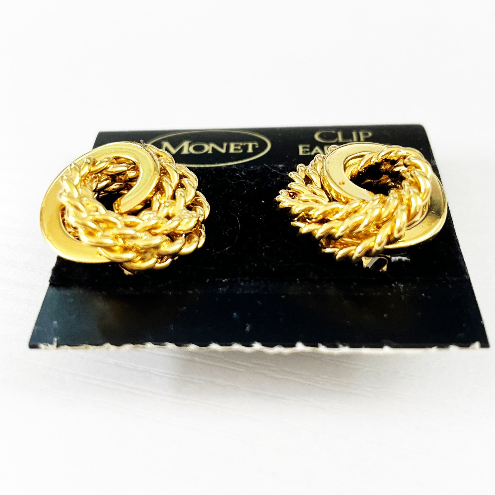 Monet Vintage Gold Knot Clip Earrings Deadstock — image 2 of 5